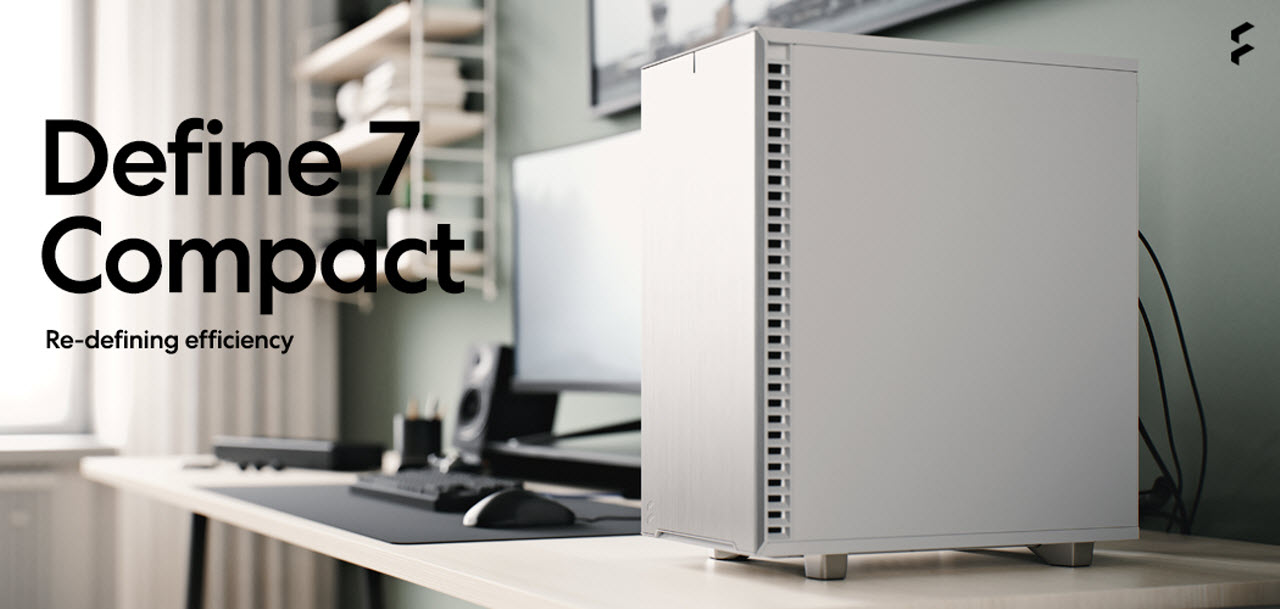 Fractal Design Define 7 Compact White Brushed Aluminum/Steel ATX Compact  Silent Mid Tower Computer Case, FD-C-DEF7C-05